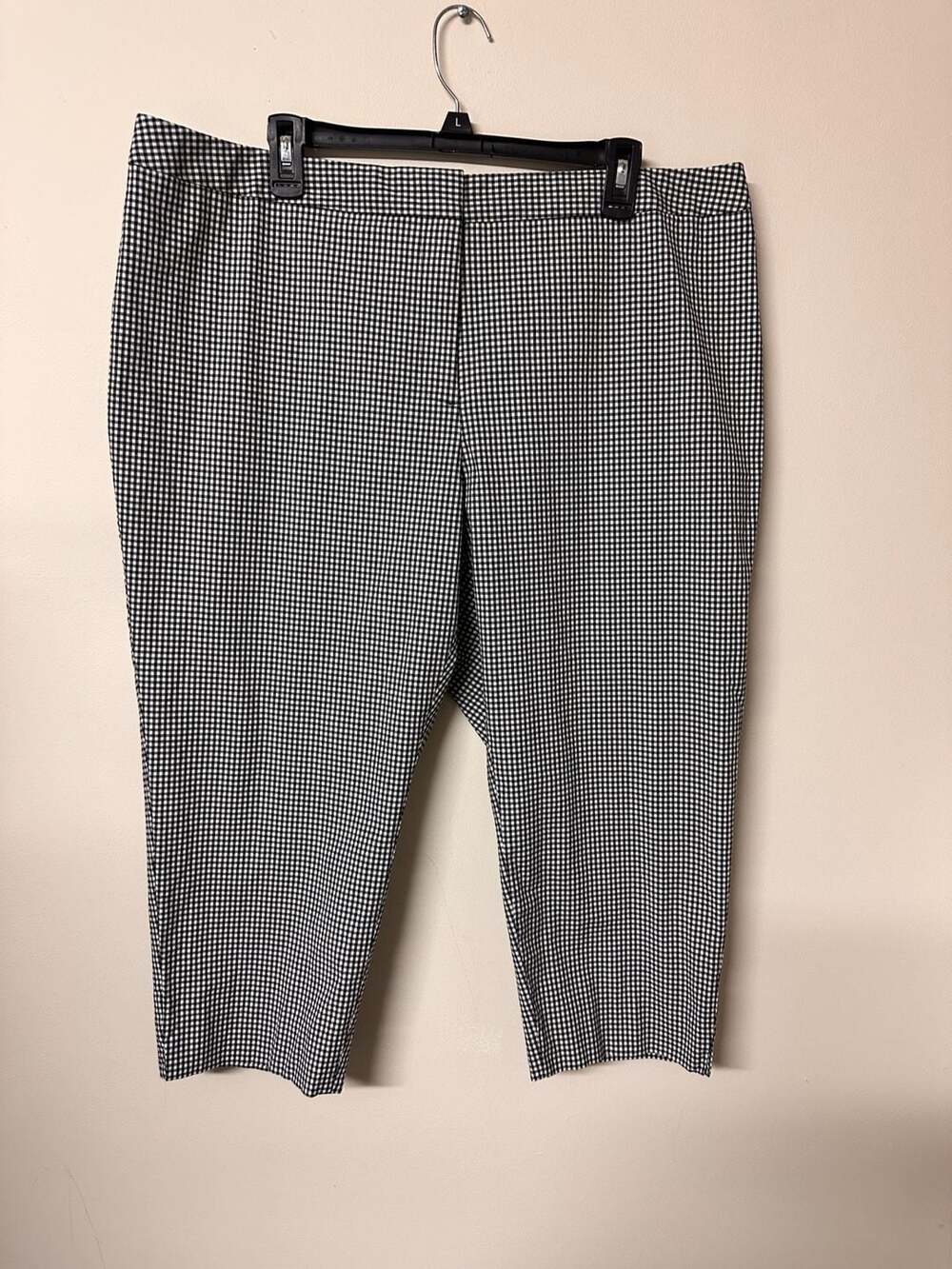 Talbots Lined Plus Petite Pants Size 20WP Black White Gingham Capri
